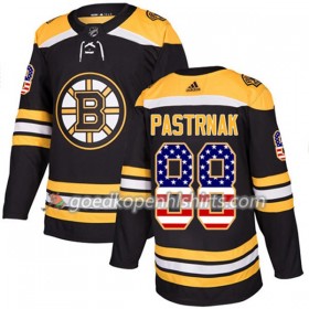 Boston Bruins David Pastrnak 88 Adidas 2017-2018 Zwart USA Flag Fashion Authentic Shirt - Mannen